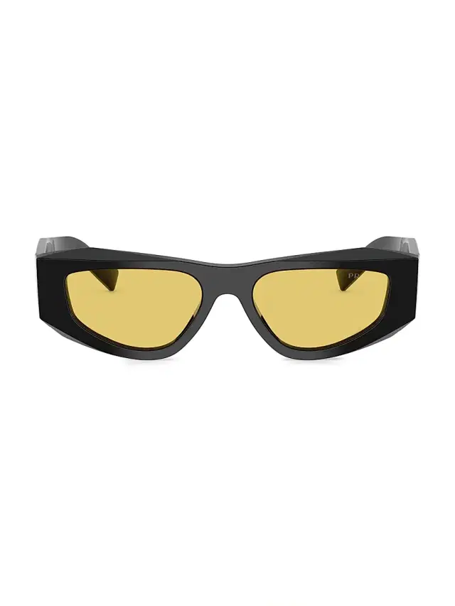 Prada Men's 52MM Rectangular Sunglasses - Black Yellow