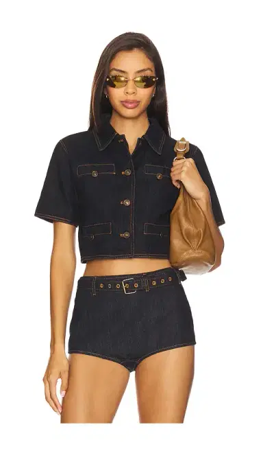LIONESS Halston Denim Top | Thumbnail 1 LIONESS Halston Denim Top | Thumbnail 1