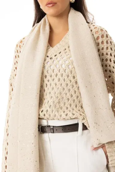 Brunello Cucinelli Paillette Scarf - Rustic Beige | Thumbnail 2