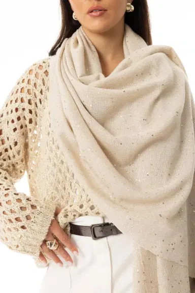 Brunello Cucinelli Paillette Scarf - Rustic Beige | Thumbnail 3