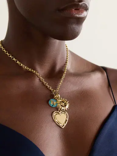 Foundrae Love, Internal Compass & Reverie 18-karat Gold, Diamond And Enamel Necklace | Thumbnail 2