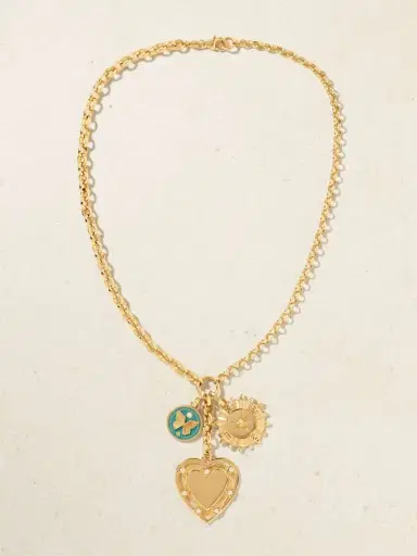 Foundrae Love, Internal Compass & Reverie 18-karat Gold, Diamond And Enamel Necklace | Thumbnail 4
