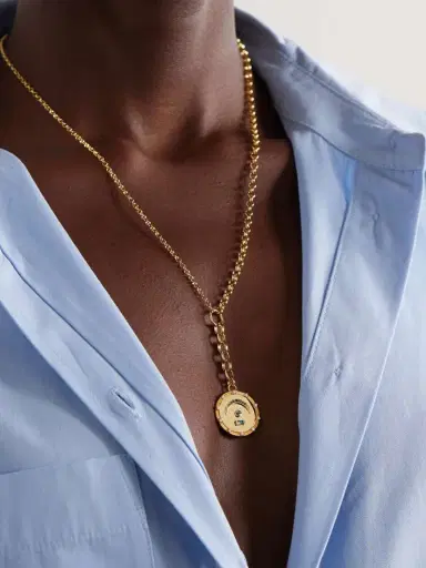 Foundrae Pause Internal Compass 18-karat Gold, Topaz And Diamond Necklace | Thumbnail 2