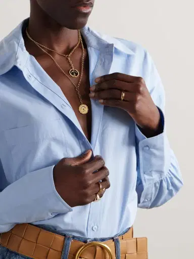 Foundrae Pause Internal Compass 18-karat Gold, Topaz And Diamond Necklace | Thumbnail 5