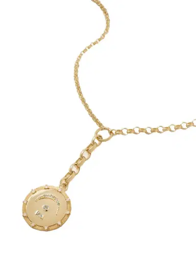 Foundrae Pause Internal Compass 18-karat Gold, Topaz And Diamond Necklace | Thumbnail 1