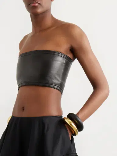 Alaïa Cropped Strapless Leather Top | Thumbnail 3
