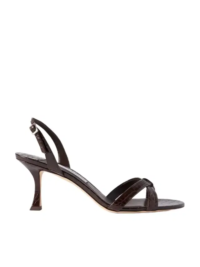 Elsy 70 Croc-effect Leather Slingback Sandals