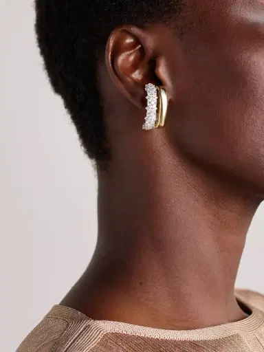 YEPREM Strada 18-karat Yellow And White Gold Diamond Clip Earrings | Thumbnail 2