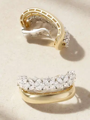 YEPREM Strada 18-karat Yellow And White Gold Diamond Clip Earrings | Thumbnail 3