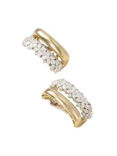 YEPREM Strada 18-karat Yellow And White Gold Diamond Clip Earrings | Thumbnail 1