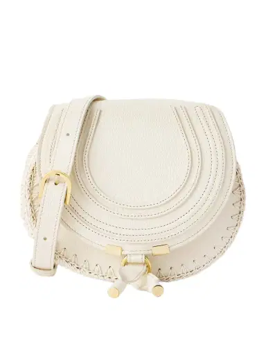 Chloé Marcie Textured-leather And Crocheted Cotton Shoulder Bag | Thumbnail 1 Chloé Marcie Textured-leather And Crocheted Cotton Shoulder Bag | Thumbnail 1