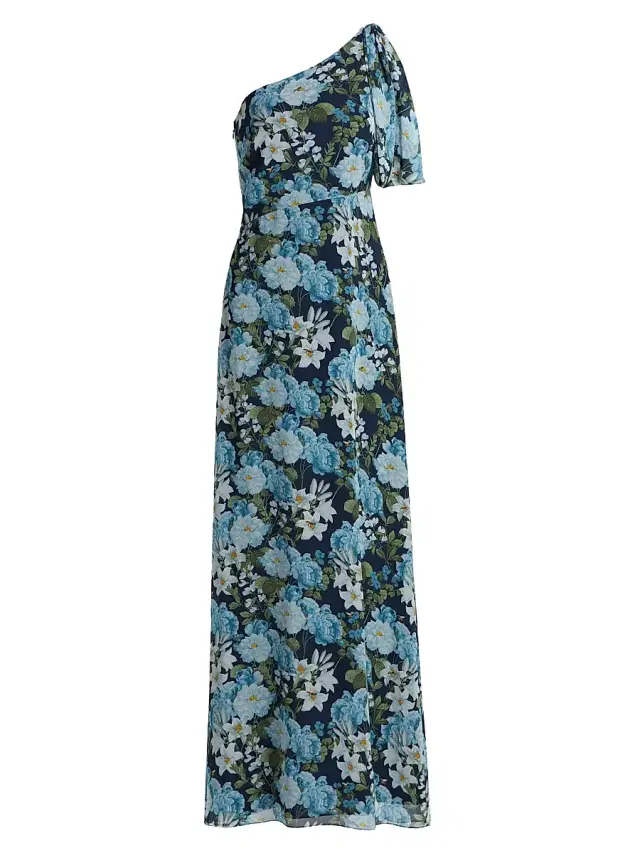 SACHIN BABI Women's Chelsea Floral One-Shoulder Gown - Pacific Blue Petals