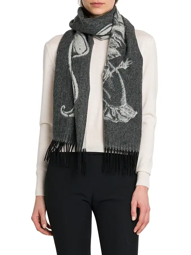 McQueen Women's Tattoo Cashmere-Wool Scarf - Black