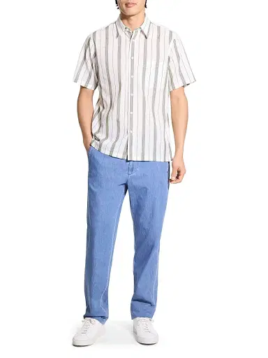 Theory Men's Noll Striped Cotton Dobby Short-Sleeve Shirt | Thumbnail 2 Theory Men's Noll Striped Cotton Dobby Short-Sleeve Shirt | Thumbnail 2