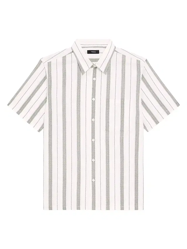 Theory Men's Noll Striped Cotton Dobby Short-Sleeve Shirt -  Orchard
