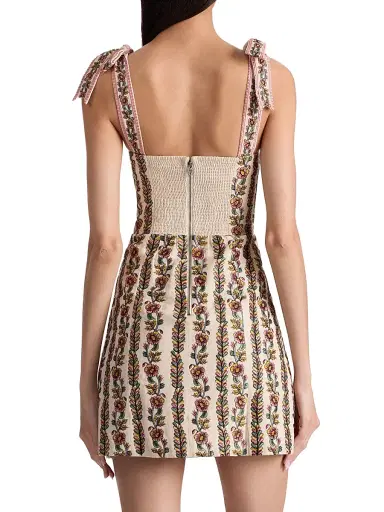 ALICE + OLIVIA Women's Maryann Floral Tie-Strap Minidress - Off White Multi | Thumbnail 5