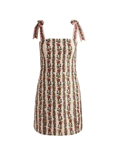 ALICE + OLIVIA Women's Maryann Floral Tie-Strap Minidress - Off White Multi | Thumbnail 1