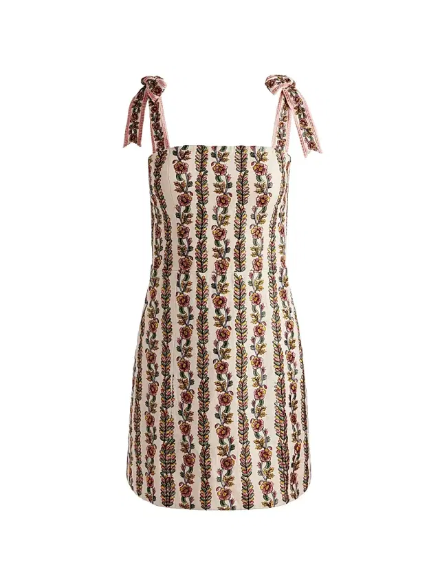 ALICE + OLIVIA Women's Maryann Floral Tie-Strap Minidress - Off White Multi