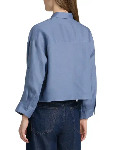 TWP Women's Next Ex Cotton-Silk Button-Front Shirt - Dusty Blue - Size Medium | Thumbnail 5