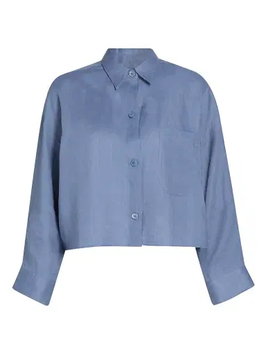 TWP Women's Next Ex Cotton-Silk Button-Front Shirt - Dusty Blue - Size Medium | Thumbnail 1
