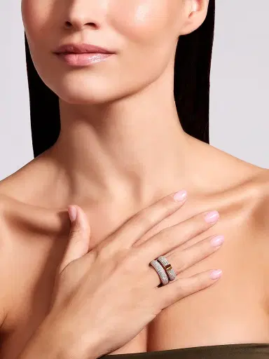 Vhernier Women's Mon Jeu 18K Rose Gold & 4.35 TCW Diamond Double Band Ring - Rose Gold | Thumbnail 2 Vhernier Women's Mon Jeu 18K Rose Gold & 4.35 TCW Diamond Double Band Ring - Rose Gold | Thumbnail 2