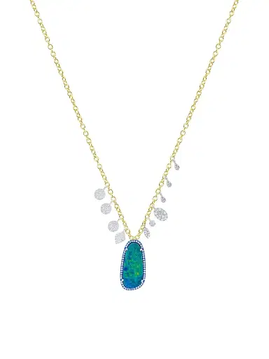 Meira T Women's Two-Tone 14K Gold, Opal & 0.35 TCW Diamond Necklace - Yellow Gold | Thumbnail 1 Meira T Women's Two-Tone 14K Gold, Opal & 0.35 TCW Diamond Necklace - Yellow Gold | Thumbnail 1