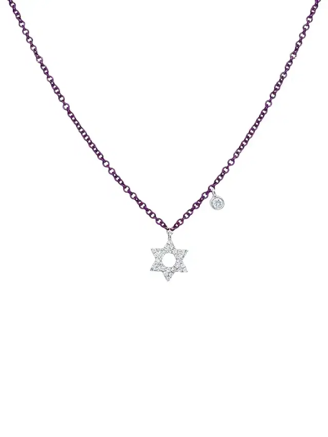 Women's 14K White Gold & 0.07 TCW Diamond Star Of David Pendant Necklace - Purple