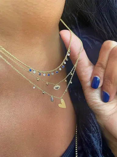 Meira T Women's Two-Tone 14K Gold, Blue Sapphire & 0.05 TCW Diamond Necklace - Yellow Gold | Thumbnail 2