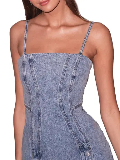 Fleur du Mal Women's Denim Snap Midi-Dress | Thumbnail 5 Fleur du Mal Women's Denim Snap Midi-Dress | Thumbnail 5
