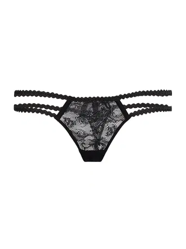 Kiki de Montparnasse Women's Jardin D'oeillet High-Leg Lace Thong - Black | Thumbnail 1 Kiki de Montparnasse Women's Jardin D'oeillet High-Leg Lace Thong - Black | Thumbnail 1