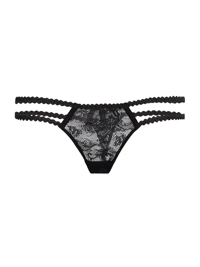 Women's Jardin D'oeillet High-Leg Lace Thong - Black