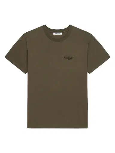 Givenchy Men's T-Shirt in Cotton with Stamp Print - Khaki | Thumbnail 1 Givenchy Men's T-Shirt in Cotton with Stamp Print - Khaki | Thumbnail 1
