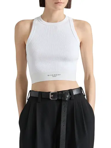 Givenchy Women's Cropped Tank top in Cotton - White - Size XS | Thumbnail 2