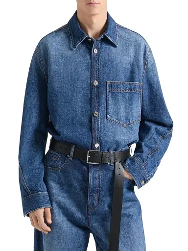 Givenchy Men's Shirt in Washed Denim - Dark Blue | Thumbnail 3 Givenchy Men's Shirt in Washed Denim - Dark Blue | Thumbnail 3