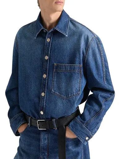 Givenchy Men's Shirt in Washed Denim - Dark Blue | Thumbnail 4 Givenchy Men's Shirt in Washed Denim - Dark Blue | Thumbnail 4