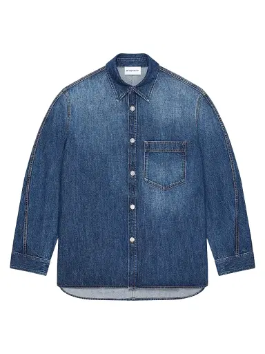 Givenchy Men's Shirt in Washed Denim - Dark Blue | Thumbnail 1 Givenchy Men's Shirt in Washed Denim - Dark Blue | Thumbnail 1