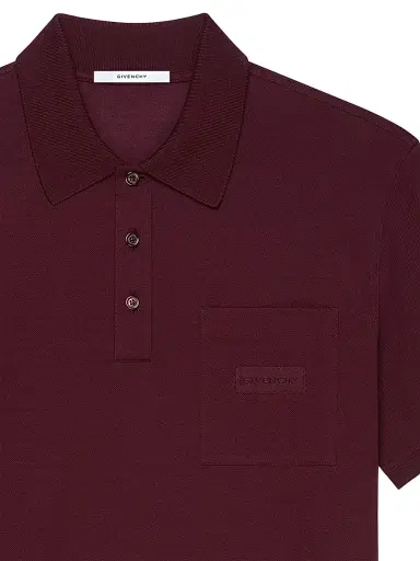 Givenchy Men's Polo Shirt in Cotton with Patch - Burgundy | Thumbnail 3 Givenchy Men's Polo Shirt in Cotton with Patch - Burgundy | Thumbnail 3