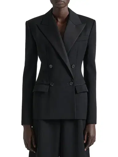 Givenchy Women's Jacket in Wool with Satin Collar - Black | Thumbnail 2