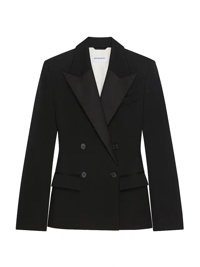 Women's Jacket in Wool with Satin Collar - Black