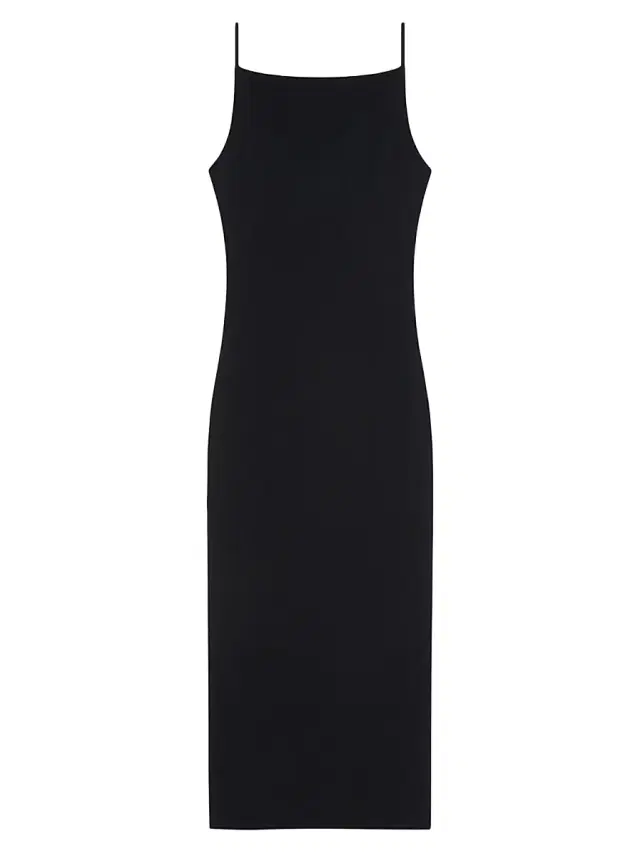 Women's Straps Dress with Draped Back - Black