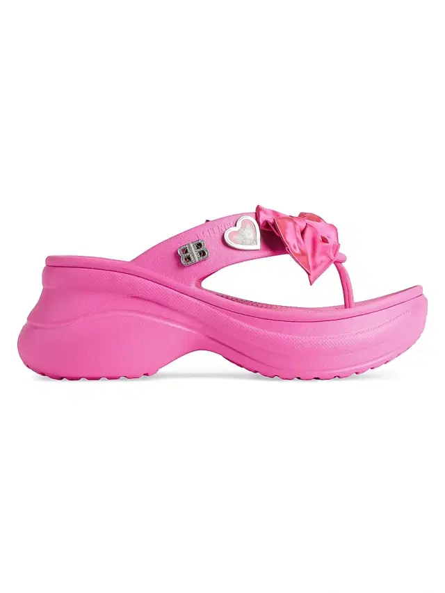 Balenciaga Women's Crocsa Thong Jibbitza Sandals - Glossy Pink