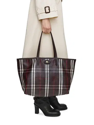Burberry Women's Highlands Check Tote Bag - Mahogany | Thumbnail 2