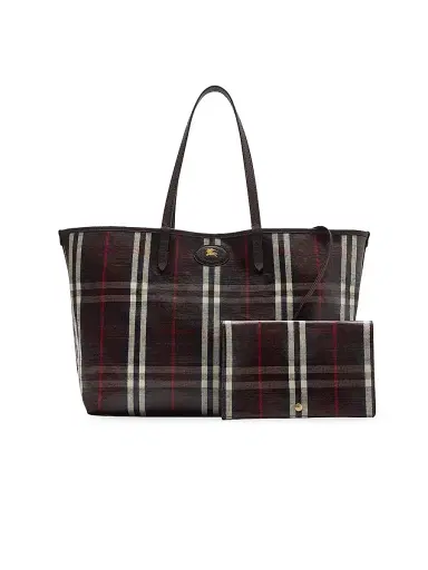 Burberry Women's Highlands Check Tote Bag - Mahogany | Thumbnail 1