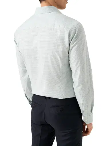 Eton Men's Contemporary-Fit Neat Check Button-Front Shirt - Green | Thumbnail 4 Eton Men's Contemporary-Fit Neat Check Button-Front Shirt - Green | Thumbnail 4