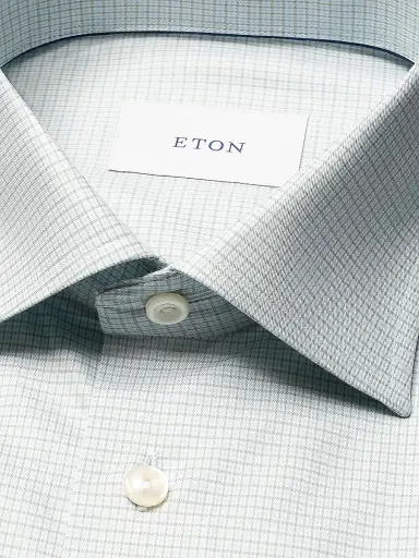 Eton Men's Contemporary-Fit Neat Check Button-Front Shirt - Green | Thumbnail 7 Eton Men's Contemporary-Fit Neat Check Button-Front Shirt - Green | Thumbnail 7