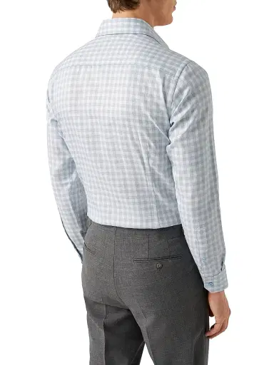 Eton Men's Contemporary-Fit Check Twill Button-Front Shirt - Blue | Thumbnail 4 Eton Men's Contemporary-Fit Check Twill Button-Front Shirt - Blue | Thumbnail 4