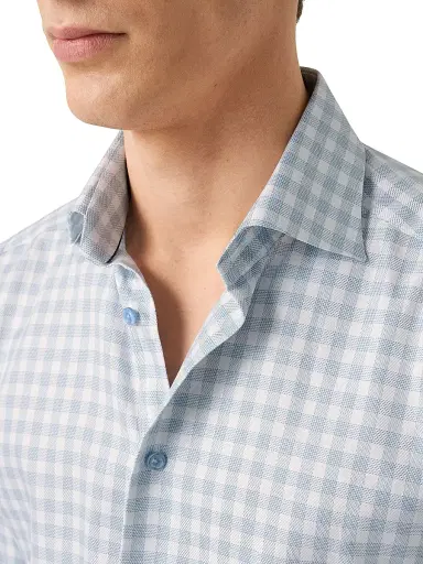Eton Men's Contemporary-Fit Check Twill Button-Front Shirt - Blue | Thumbnail 5 Eton Men's Contemporary-Fit Check Twill Button-Front Shirt - Blue | Thumbnail 5