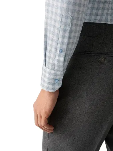 Eton Men's Contemporary-Fit Check Twill Button-Front Shirt - Blue | Thumbnail 6 Eton Men's Contemporary-Fit Check Twill Button-Front Shirt - Blue | Thumbnail 6