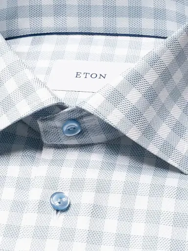Eton Men's Contemporary-Fit Check Twill Button-Front Shirt - Blue | Thumbnail 7 Eton Men's Contemporary-Fit Check Twill Button-Front Shirt - Blue | Thumbnail 7
