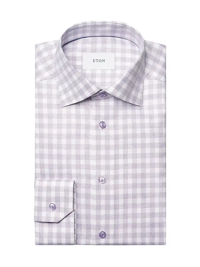 Men's Slim-Fit Check Button-Front Shirt - Purple
